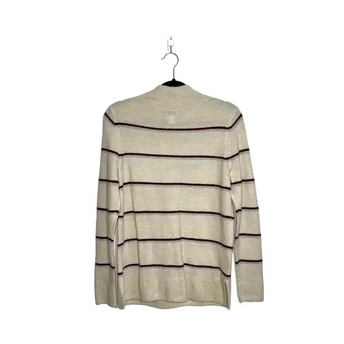 Old Navy Cream & Maroon Striped Mock Neck Plush Tunic Sweater