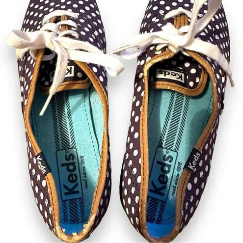 Keds Champion Black & White Polka Dot Lace Up Fashion Sneakers Sz 8