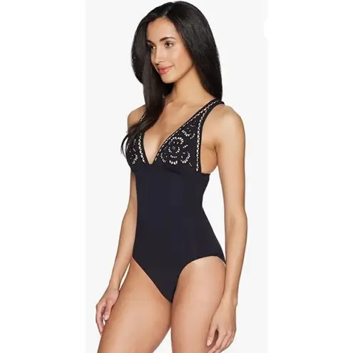 Seafolly New. 's Embroidered V Neck One Piece. Size 6. Retails $179