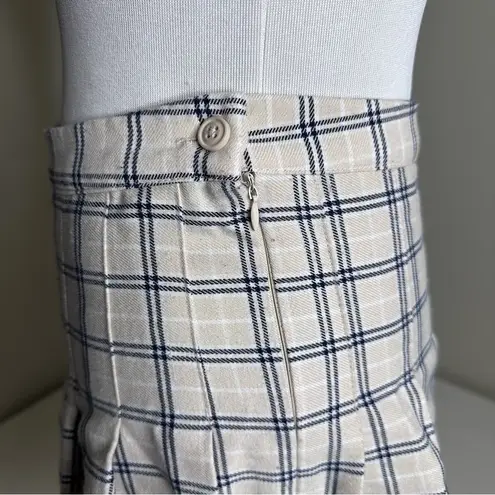 School girl beige , white and black plaid skirt Tan