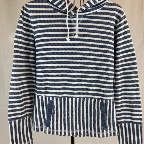 J.Crew  Navy and White Striped Cotton Hoodie Women’s size Medium