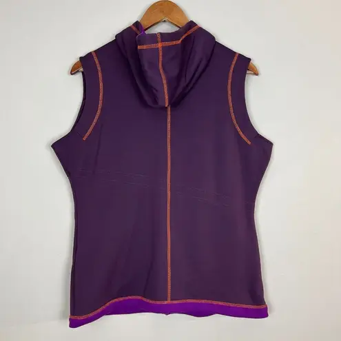 Title Nine Vest Womens Large Purple Zip Up Hooded Pockets Athletic Fleece Lined