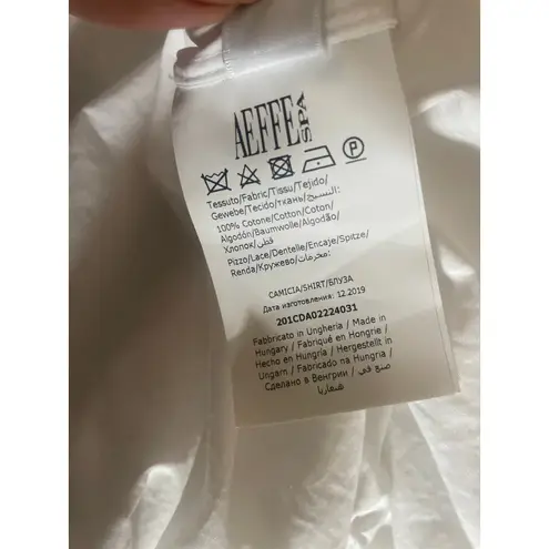 CEDRIC CHARLIER Oversized Poplin Eyelet Blouse Size 8 White AS IS WITH FLAW Top