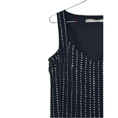 Susana Monaco Womens Dress Midi Back Side Zip Beaded Sleeveless V-Neck Medium