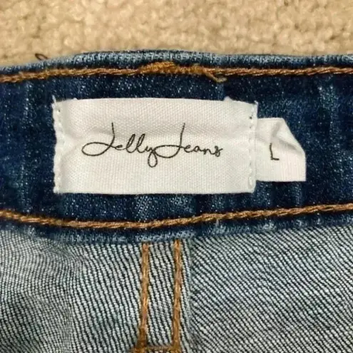 Jelly jeans High rise dark wash distressed denim shorts in size large Blue