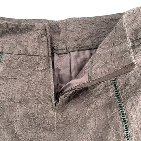 Azwell Vintage Y2K Midi Skirt Brown S A-Line Embroidered Floral Cutout Detail