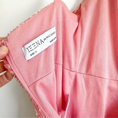 Mac Duggal Ieena for  26945 Barbie Pink Plunging Neckline Sequin Dress sz 0