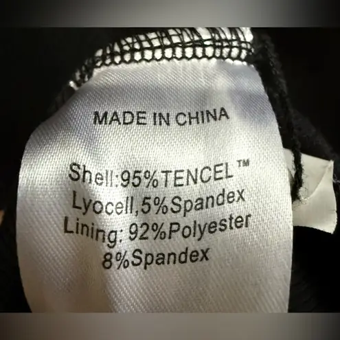 Quince  Ribbed Black Midi Long Sleeve Sustainable Tencel Dress Lined Size Small