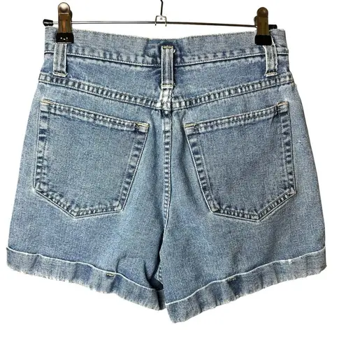 NY Jeans 90s Vintage High Waist Rolled Hem Cotton Distressed Denim Shorts Sz 4
