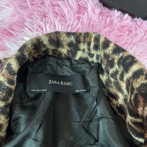 Exotic Zara Basic Leopard Print Double Breasted Coat Jacket Animal Print Brown