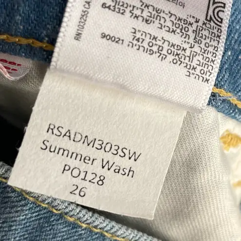 American Apparel  High Rise Denim Cuffed Jean Hi Waisted Shorts in Summer Wash