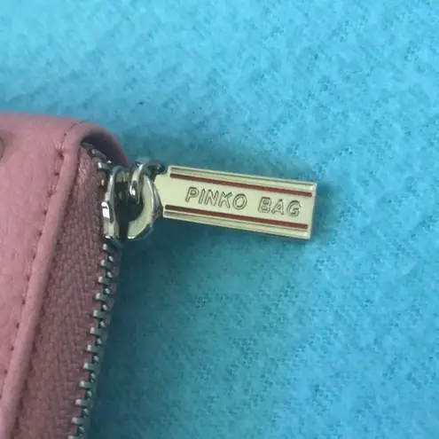 PINKO BAG leather embellished on both sides zipper wallet 4 inside pockets Pink