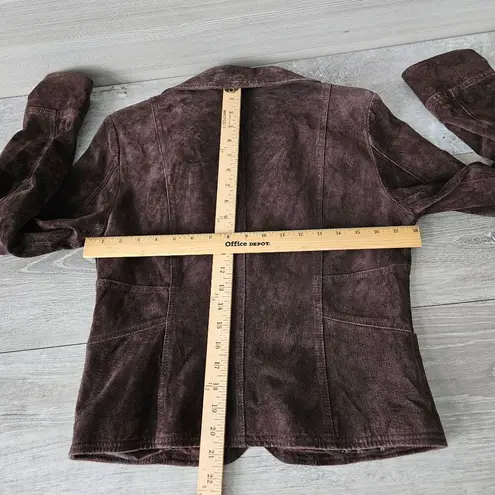 Live a Little Suede Brown Embroidered Floral Velvet Blazer Boho Jacket Size M