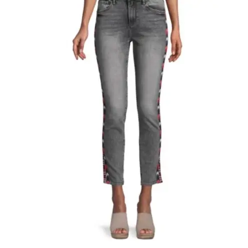 Driftwood Jackie High-Rise Ankle Jeans Size 27 Festival Aztec Embroidered