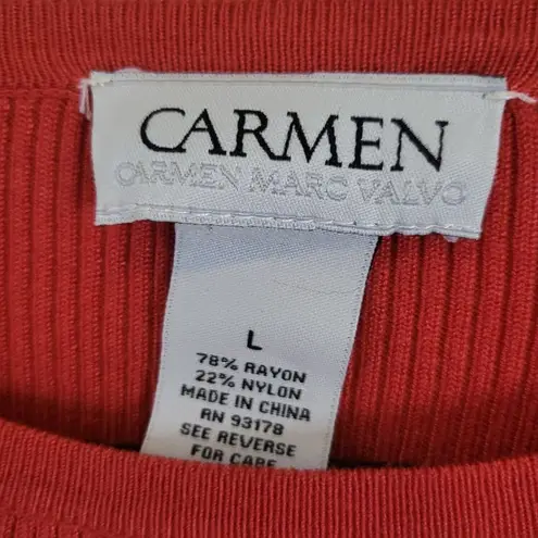 Carmen Marc Valvo Womens Red Black Asymmetrical Colorblock Sweater Size Large