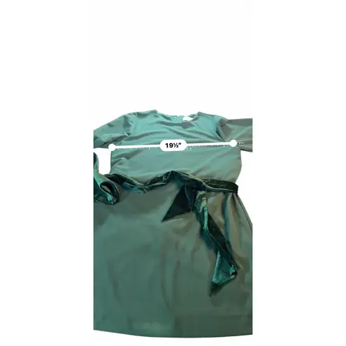 Badgley Mischka Belle Green Dress with Velvet Cuffs and Belt - Size 12