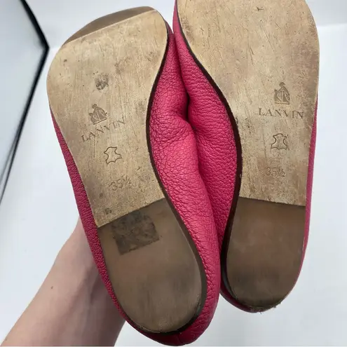 LANVIN Paris Pebbled Leather Magenta Pink Ballet Flats size 35.5 US 5 luxury