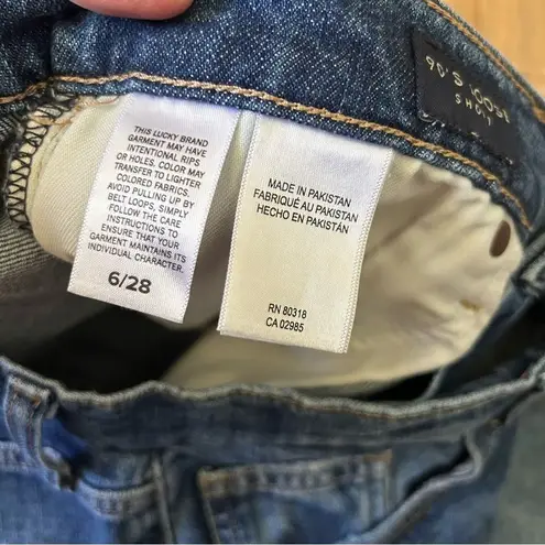 Lucky Brand Lucky Jean Shorts Size 6/28 Mid Long Length Bermuda Distressed High Rise