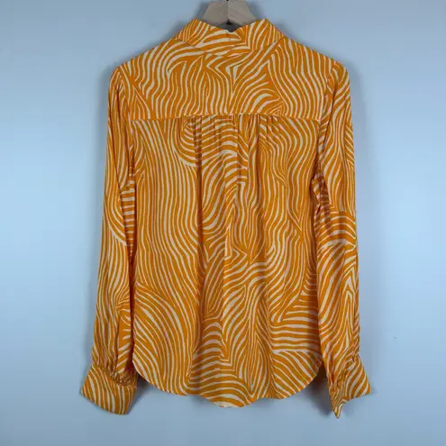 Bailey 44 Shirt Women's S Orange Katrina Wavy Striped Long Sleeve Button‎ Front