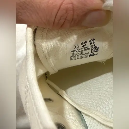 Lacoste  Women's Rene Platform Classic Off White Canvas Shoes Size 8.5