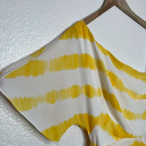 Ralph Lauren Lauren  yellow & white one shoulder faux wrap sundress size 4 p