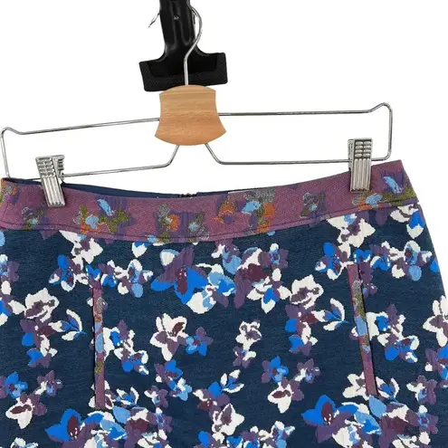 Anthropologie  Maeve Cardana Mini Skirt Floral Brocade‎ Blue Purple Size US 4