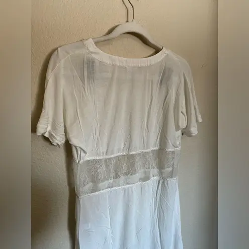 La Perla Mini Tee Shirt Dress Lace Chemise Sz Small Off White Silk Blend