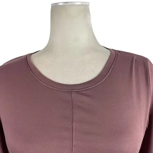 Zobha Laura Twist Front Long Sleeve Athletic Yoga Crop Top Mauve Size Small