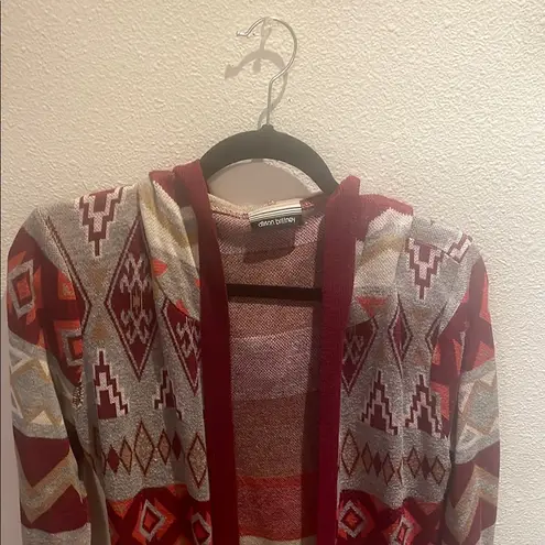 Allison Brittney Red and Gray Long Cardigan Sweater