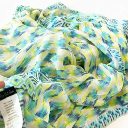 Stella & Dot Cool Blues Yellow Lightweight Scarf Sarong Beach Coverup Viscose