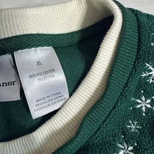 Vintage Alfred Dunner Christmas Frosty the Snowman & Dog Fleece Pullover Sweater Green Size XL