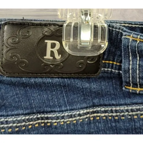 Reba Straight Leg Embellish Jeans Rhinestone Embroidered Dark Wash Size 6