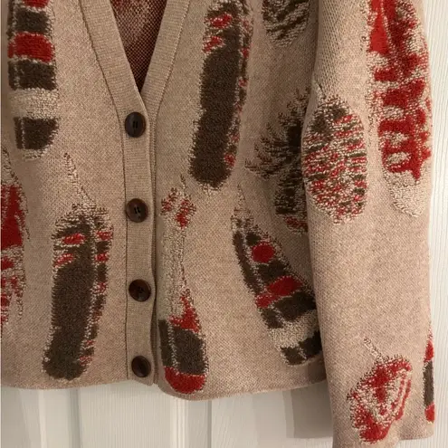 Altuzarra Cream Print 100% Cashmere V-Neck Cardigan Sweater Size Small 795.00