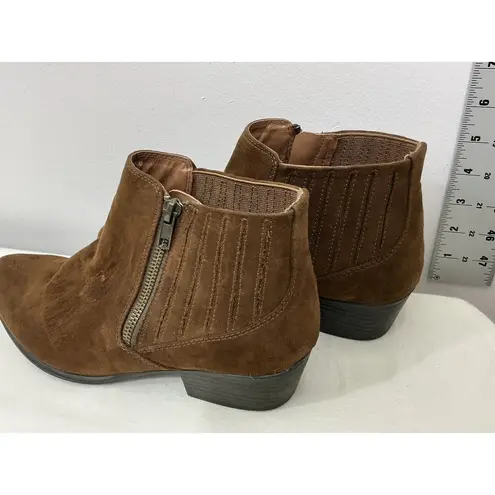 Spirit Womans Tracy Brown Faux Suede Stretch Ankle Boots Size 9 M
