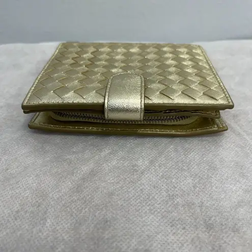 Bottega Veneta Gold Intrecciato Leather Wallet with Coin Pouch - Preowned