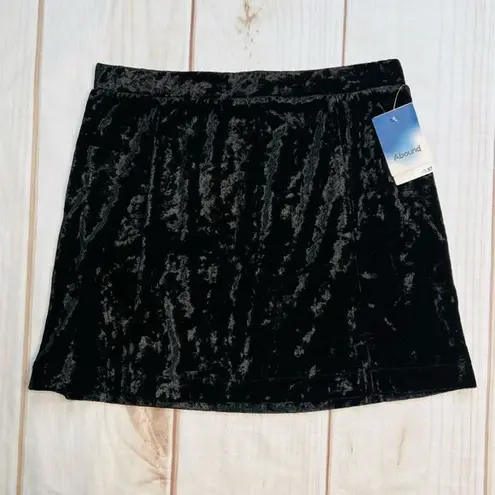 Abound  Velvet Pull-on Mini Skirt with Slit Black Velour NEW Size S