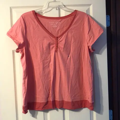 Cacique NWT Sleepwear Short Sleeve Rose Tee 22/24