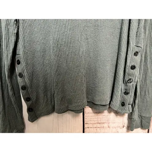Beyond Yoga Your Line Buttoned Boxy Rib Pullover Teal Long Sleeve - Size Small - Image 7