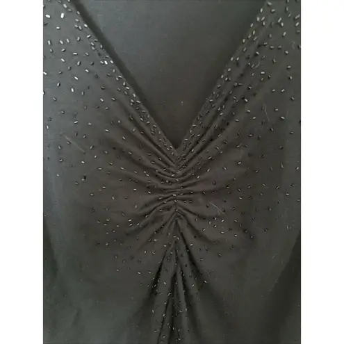 Party City Black Beaded Top Vintage 1X Apt9 Gathered Front
