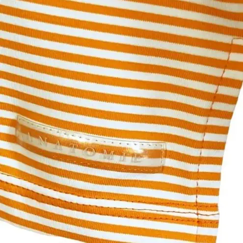 Anatomie Orange Striped Pullover Hoodie Long Sleeve Tee S