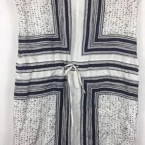 Vince  100% Silk Scarf Print Midi Dress Black White Minimalist Lightweight XS