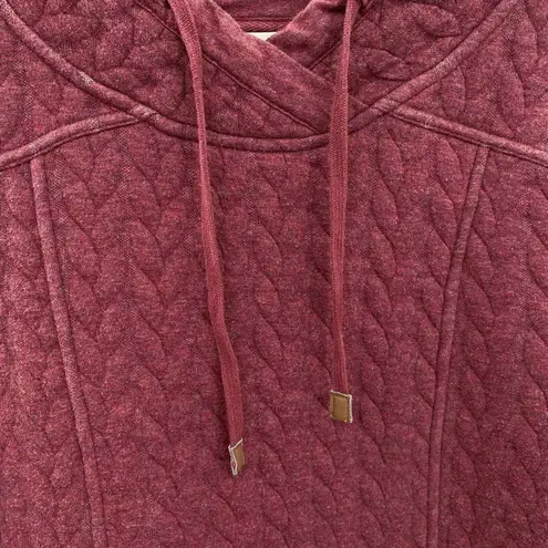 Orvis ‎ Pullover Sweater Womens Medium Red Cotton Blend Quilted Cowl Neck Pocket