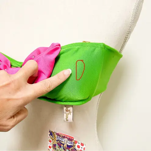 Luli Fama Pink Green Rhinestones Bandeau Bow Tassels Halter Bikini Top NWT