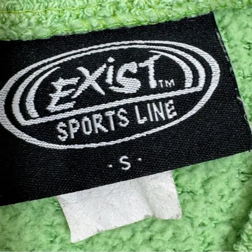 Exist Fleece Lined Terrycloth Knit Crew Neck Sweatshirt Lime Green Small