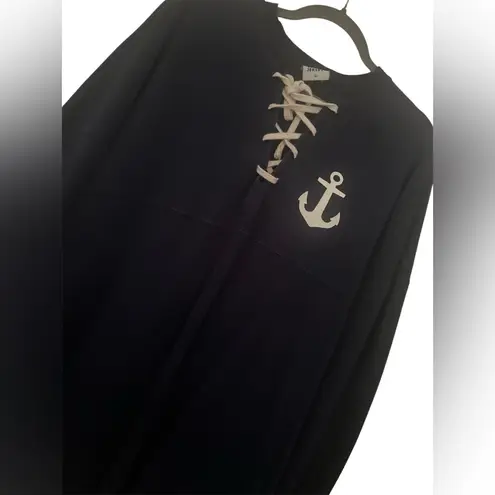 Kennebunkport Maine Unisex SPIRIT Jersey NAVY BLUE Anchor MED LS Drwstrg Neck EC