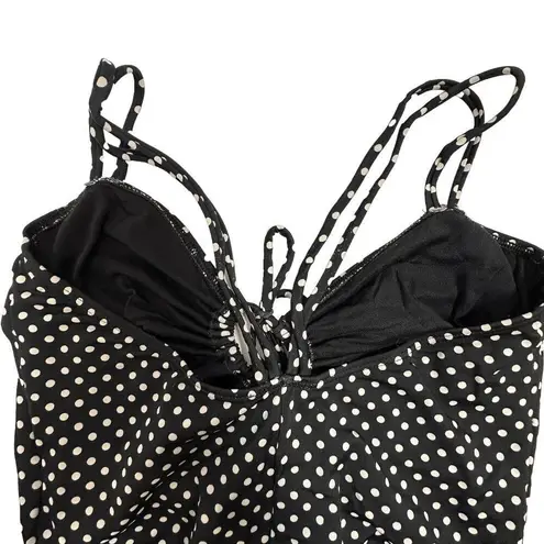 Newport News Black and White Polka Dot One Piece Bathingsuit