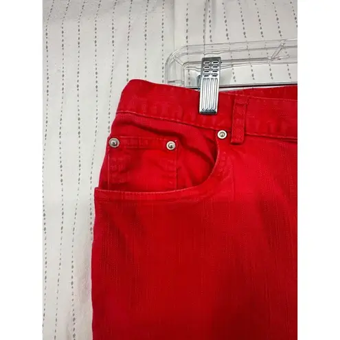 Ruby Rd  Sz 12 Red Denim Jeans 5-Pocket Mid-Rise Straight Leg Elastic Waist