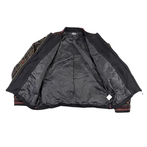 Icelandic Design Wool Tapestry Knit Zip Jacket Nordic Folk Y2K Large F284