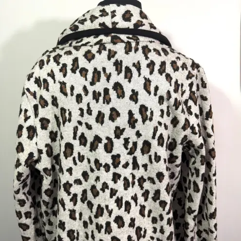 Magaschoni Leopard Print Open Front Cardigan Sweater