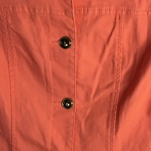 Hearts Of Palm Coral 8 Floral Embroidery Button Casual Feminine Layering Stretch Orange